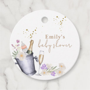 Elegant Sip & See Champagne Bottle Baby shower Bedankjes Labels