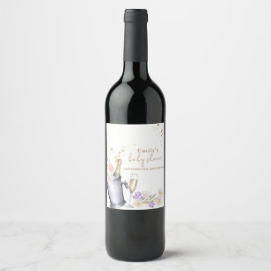 Elegant Sip & See Champagne Bottle Baby shower Wijn Etiket