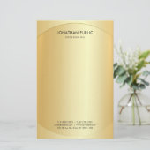 Elegant Sjabloon Gold Modern minimalist Briefpapier (Staand voorkant)