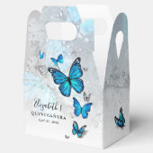Elegant Sjabloon Silver en Blue Butterfly Bedankdoosjes (Geopend)
