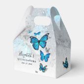 Elegant Sjabloon Silver en Blue Butterfly Bedankdoosjes (Voorkant Zijde)