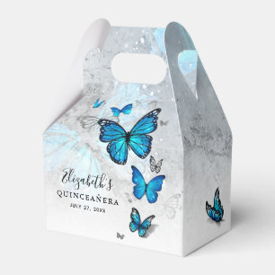 Elegant Sjabloon Silver en Blue Butterfly Bedankdoosjes