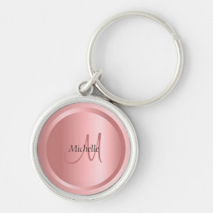 Elegant Sjabloon voor Elegant Roos Gold Monogram Sleutelhanger