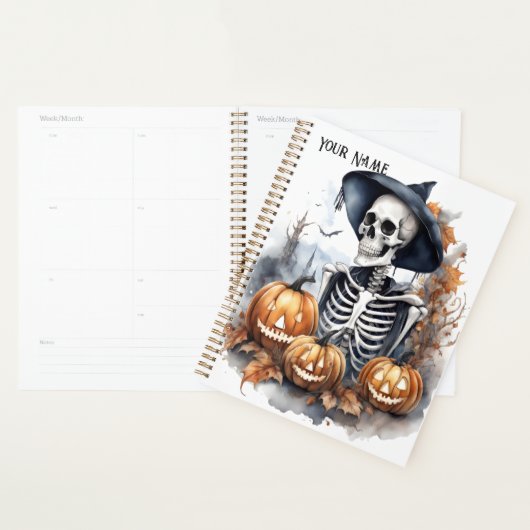 Elegant Skeleton Halloween Waterverf Planner (Display)