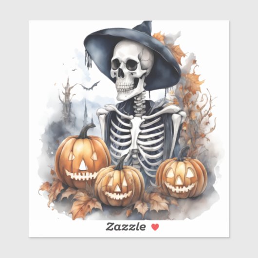 Elegant Skeleton Halloween Waterverf Sticker (Vel)