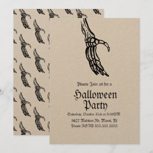 Elegant Skeleton Hands Halloween Birthday Party Kaart