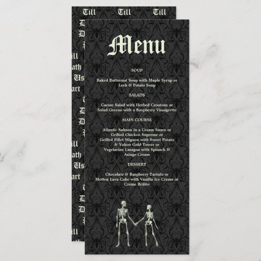 Elegant Skeletons Wedding Menu (Voorkant / Achterkant)