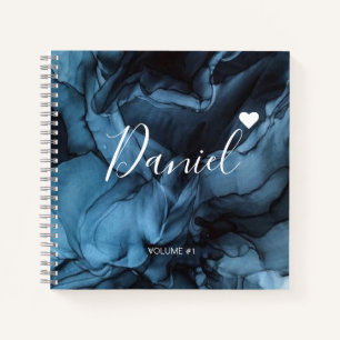 Elegant Sketchbook Jouw naam Script Marble chic Notitieboek