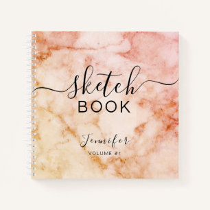 Elegant Sketchbook Jouw naam Script Marmer Notitieboek