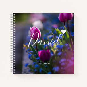 Elegant Sketchbook Jouw naam Script paars nr. Notitieboek