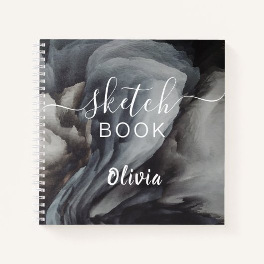 Elegant Sketchbook Jouw naam Script Waterverf Notitieboek (Voorkant)