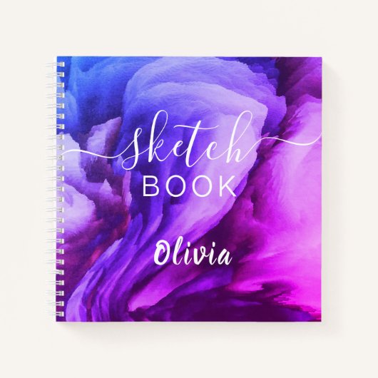 Elegant Sketchbook Jouw naam Script Waterverf Notitieboek (Voorkant)