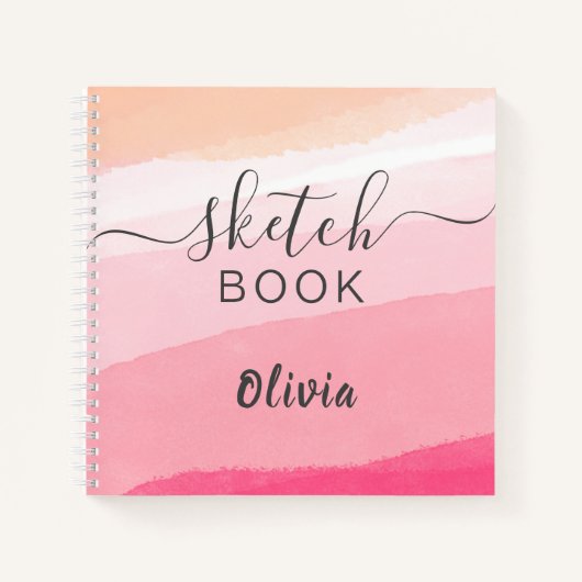 Elegant Sketchbook Jouw naam Script Waterverf Notitieboek (Voorkant)