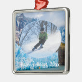 Elegant Skiingmoment in de bergen Metalen Ornament (Links)