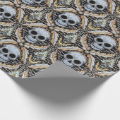 elegant skull damask halloween gift cadeaupapier (Hoek)