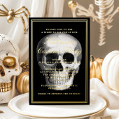 Elegant Skull Halloween Costume Party Gold Folie Uitnodiging