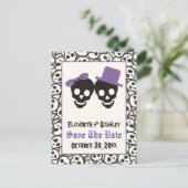 Elegant skulls Halloween bruiloft Save the Date Aankondigingskaart (Staand voorkant)