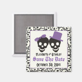 Elegant skulls Halloween bruiloft Save the Date Magneet (Voorkant / Achterkant)
