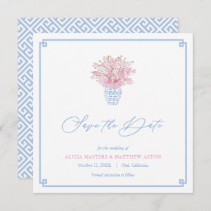 Elegant Sky Blue Ballet Roze Ginger Jar Bruiloft Save The Date