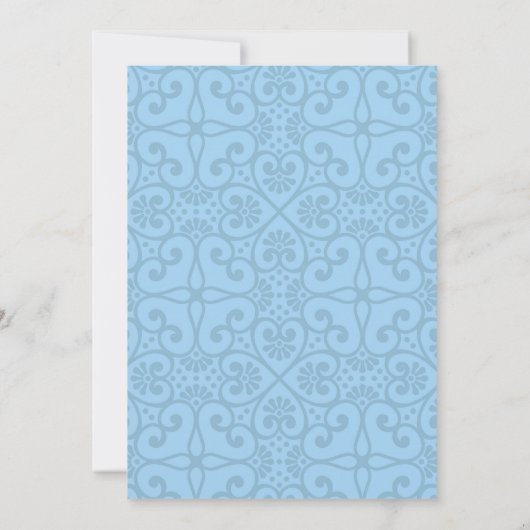 Elégant Sky Blue Floral Quinceanera Invitation (Dos)