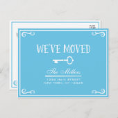 Élégant Sky Blue Key Moving Faire-part (Devant / Derrière)