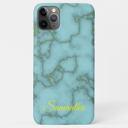 Elegant Sky Blue met Gold Marble en op maat gesned Case-Mate iPhone Case (Achterkant)