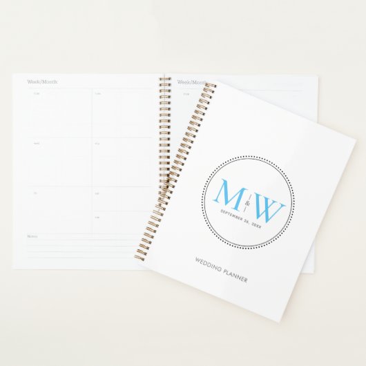 Élégant Sky Blue Monogram Mariage (Devant avec enveloppe)