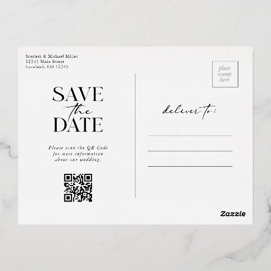 Elegant slaat de datum op folie uitnodiging briefkaart (Achterkant)