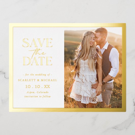 Elegant slaat de datum op folie uitnodiging briefkaart (Voorkant)