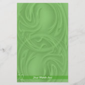 Elegant Slagen over Groene Abstract Aangepast Briefpapier (Voorkant)