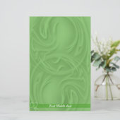 Elegant Slagen over Groene Abstract Aangepast Briefpapier (Staand voorkant)