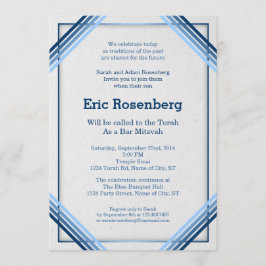 Elegant Slanted Lines Bar Mitzvah Uitnodiging