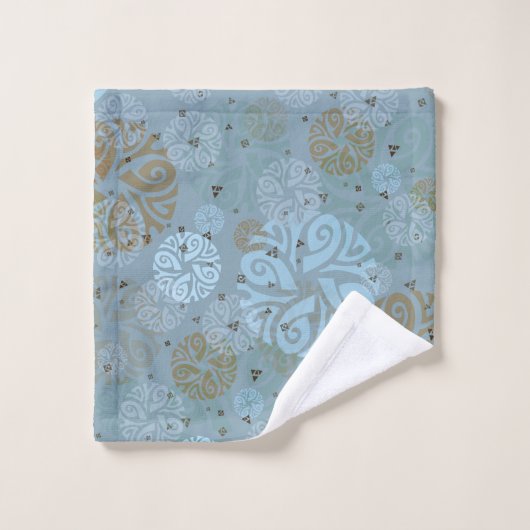 Elegant Slate Blue Ethnic Motif Bad Handdoek (Wasdoekje)