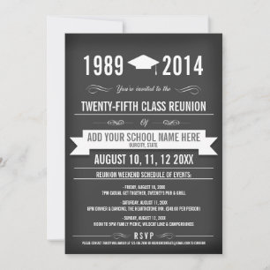 Elégant Slate Grey Classe Réunion Invitations