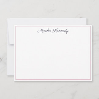Elegant Slate Grey Script Blush Pink Border Notitiekaartje