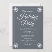 Elegant Slate Grey Snowflake Script Holiday Party Kaart (Voorkant)