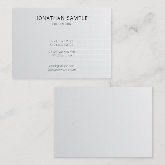 Elegant Sleek Plain Silver Glamor Trendy Luxury Visitekaartje (Voorkant / Achterkant)