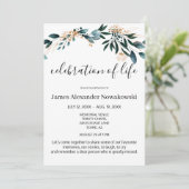 Elegant Smaakvol Bloemen Leven Viering Begrafenis Kaart (Staand voorkant)