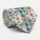 Elegant Small White Flower Floral Bouquet Pattern Stropdas (Opgerold)