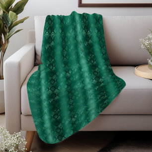 Elegant Smaragd Groen Damast Patroon Sherpa Deken