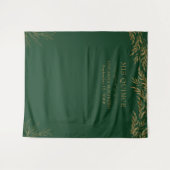 Elegant Smaragd Groen en Goud Blad Mis Quince Wandkleed (Voorkant (horizontaal))