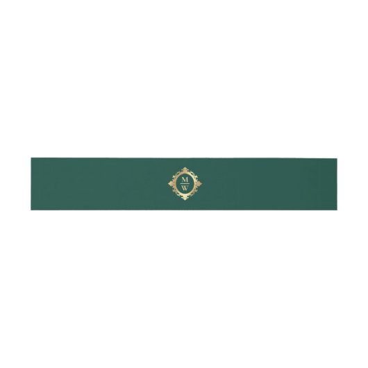 Elegant Smaragd Groen Goud Bruiloft Monogram Uitnodigingen Wikkel (Vlak)