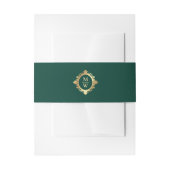 Elegant Smaragd Groen Goud Bruiloft Monogram Uitnodigingen Wikkel (Voorkant Voorbeeld)