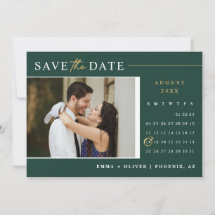 Elegant Smaragd Groen Goud Save the Date Calendar Kaart