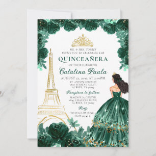 Elegant Smaragd Groen Goud Tiara Paris Quinceañera Kaart