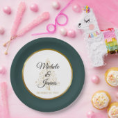 Elegant Smaragd Groen Goud Winter Vakantie Bruilof Papieren Bordje (Feest)