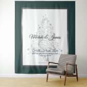 Elegant Smaragd Groen Zilver Winter Bruiloft Wandkleed (In situ)