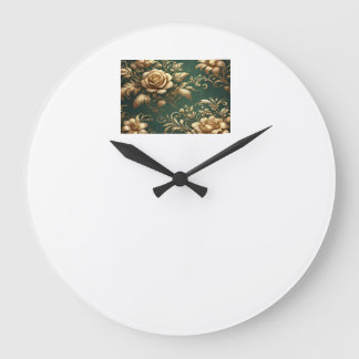 Elegant smaragdgroen en gouden bloemmotief grote klok