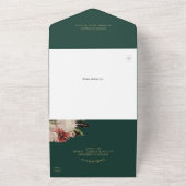 Elegant smaragdgroen | Floral Boho Calligraphic All In One Uitnodiging (Buitenkant)