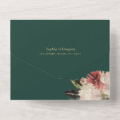 Elegant smaragdgroen | Floral Boho Calligraphic All In One Uitnodiging (Achterkant)